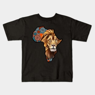 Africa Map with Lion, African Pattern Kids T-Shirt